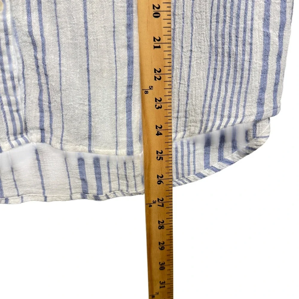 Sundance Striped Button Up Shirt Cotton‎ Blue White Women's Size Medium
